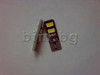 Диодни габарити бели Т10 с 4 SMD диода (комплект 2 броя) плоски