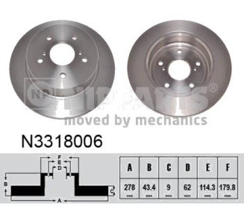 Спирачен диск плътен Ø278mm NIPPARTS за SUZUKI SX4 (GY) седан от 2007 до 2014