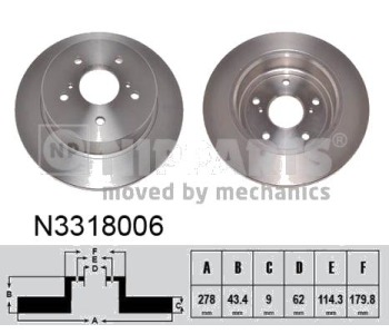 Спирачен диск плътен Ø278mm NIPPARTS за SUZUKI SWIFT III (MZ, EZ) от 2005 до 2010