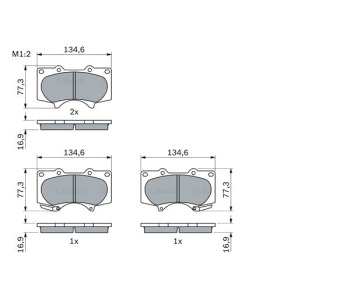 Комплект спирачни накладки BOSCH за TOYOTA 4RUNNER (_N21_) от 2002 до 2009