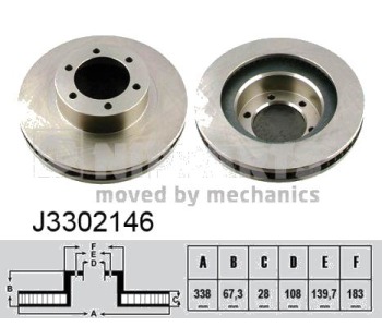 Спирачен диск вентилиран Ø338mm NIPPARTS за TOYOTA LAND CRUISER (J120) от 2002 до 2009