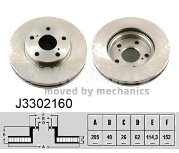 Спирачен диск вентилиран Ø295mm NIPPARTS за TOYOTA AURIS (_E15_) от 2006 до 2012