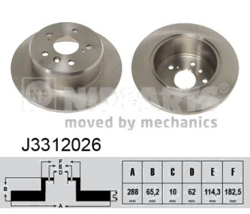 Спирачен диск плътен Ø288mm NIPPARTS за LEXUS ES (MCV, VZV) от 1996 до 2008
