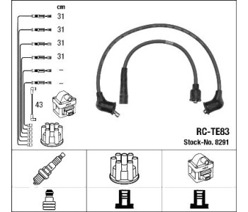 Комплект запалителни кабели NGK за TOYOTA CELICA (_A6_) купе от 1981 до 1985