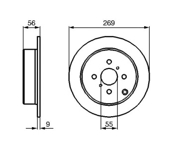 Спирачен диск плътен Ø269mm BOSCH за TOYOTA COROLLA (_E12_) комби от 2001 до 2007
