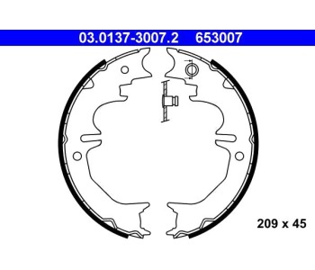 Комплект спирачни челюсти, ръчна спирачка ATE за TOYOTA LAND CRUISER (J200) от 2007