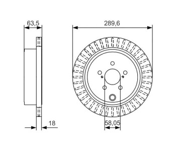 Спирачен диск вентилиран Ø290mm BOSCH за SUBARU OUTBACK (BR) от 2009 до 2015