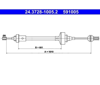 Жило за съединител 1010 мм ATE за RENAULT 19 I (L53_) седан от 1988 до 1992