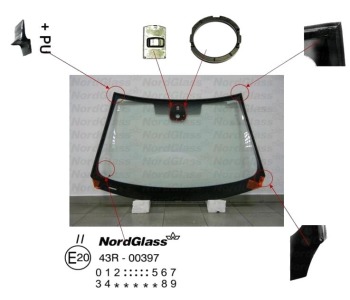 Челно стъкло NordGlass за RENAULT LAGUNA III (BT0/1) от 2007 до 2015