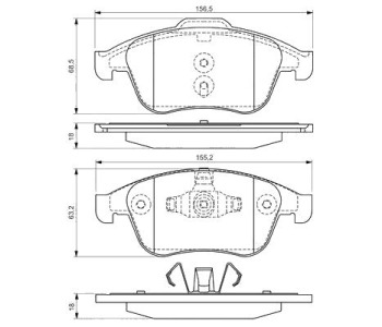 Комплект спирачни накладки BOSCH за RENAULT LAGUNA III (BT0/1) от 2007 до 2015