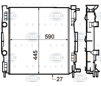 Воден радиатор HELLA за RENAULT SCENIC II (JM0/1_) от 2003 до 2009