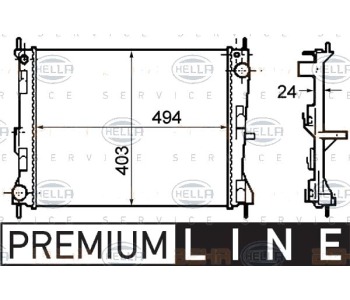 Радиатор, охлаждане на двигателя HELLA 8MK 376 781-161 за RENAULT MODUS (F/JP0_) от 2004 до 2012