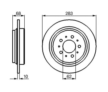 Спирачен диск плътен Ø283mm BOSCH за VOLVO V70 I (LV) комби от 1995 до 2000