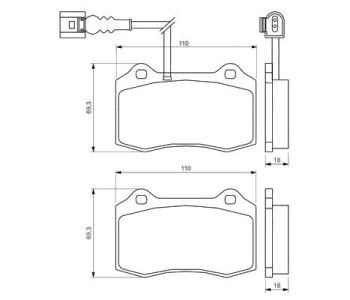 Комплект спирачни накладки BOSCH за SEAT TOLEDO II (1M2) от 1998 до 2006
