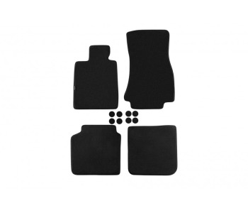 Мокетени стелки PETEX 4 части ДЪЛГА БАЗА черни Style материя за BMW 7 Ser G11, G12) от 2014