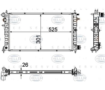 Воден радиатор HELLA за PEUGEOT 106 I (1A, 1C) от 1991 до 1996