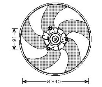 Вентилатор охлаждане на двигателя P.R.C за PEUGEOT 206 (2A/C) хечбек от 1998 до 2009