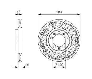 Спирачен диск вентилиран Ø283mm BOSCH за PEUGEOT 308 II (T9) от 2013 до 2021