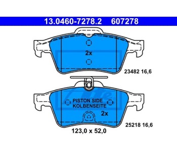 Комплект спирачни накладки ATE за PEUGEOT 508 I (8D_) от 2010 до 2018