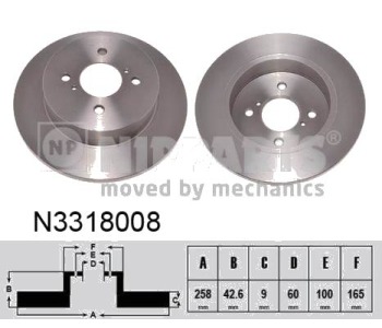 Спирачен диск плътен Ø258mm NIPPARTS за SUZUKI IGNIS (MH) от 2003 до 2008