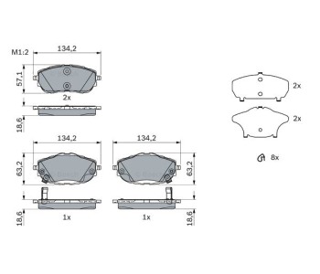 Комплект спирачни накладки BOSCH за TOYOTA COROLLA (_E18_, ZRE17_) седан от 2013