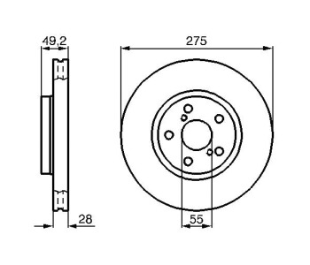 Спирачен диск вентилиран Ø275mm BOSCH за TOYOTA AVENSIS (_T22_) седан от 1997 до 2003