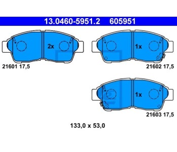 Комплект спирачни накладки ATE за TOYOTA COROLLA (_E11_) седан от 1997 до 2002