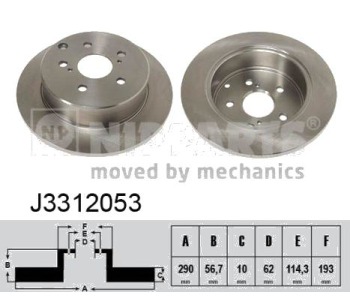 Спирачен диск плътен Ø290mm NIPPARTS за TOYOTA COROLLA (_E12_) седан от 2000 до 2007