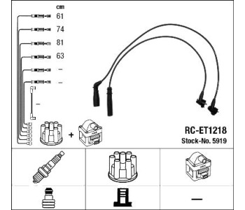 Комплект запалителни кабели NGK за TOYOTA HIACE IV (_H1_) пътнически от 1987 до 2004