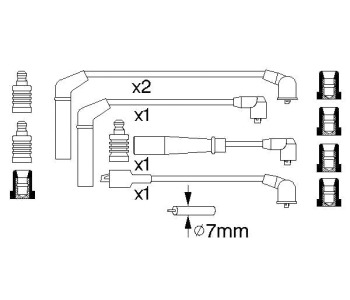 Комплект запалителни кабели BOSCH за TOYOTA STARLET (_P7_) от 1984 до 1989