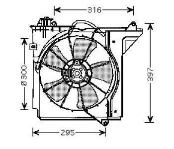 Вентилатор охлаждане на двигателя P.R.C за TOYOTA YARIS I (_P1_) от 1999 до 2005