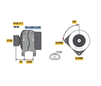 Генератор 150 [A] BOSCH за RENAULT MEGANE II (BM0/1_, CM0/1_) хечбек от 2001 до 2012