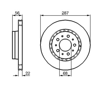 Спирачен диск вентилиран Ø287mm BOSCH за VOLVO 760 (704, 765) комби от 1982 до 1992