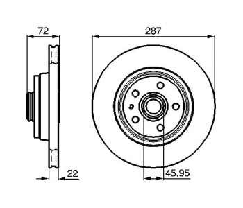 Спирачен диск вентилиран Ø285mm BOSCH за VOLVO 760 (704, 764) от 1981 до 1992