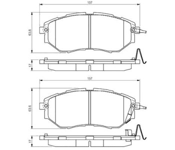 Комплект спирачни накладки BOSCH за SUBARU LEGACY V (BM) от 2009 до 2014