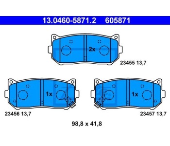 Комплект спирачни накладки ATE за KIA CLARUS (GC) комби от 1998 до 2001