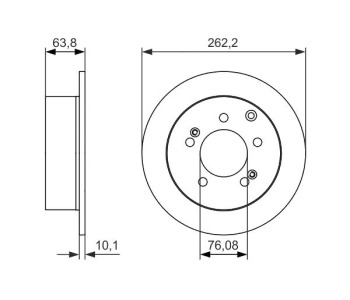 Спирачен диск плътен Ø262mm BOSCH за KIA SOUL I (AM) от 2009 до 2014
