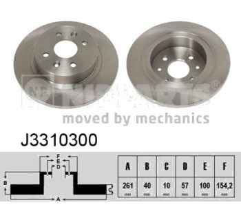 Спирачен диск плътен Ø261mm NIPPARTS за KIA SHUMA I (FB) седан от 1996 до 2001