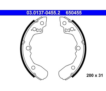 Комплект спирачни челюсти ATE за KIA RIO I (DC) седан от 2000 до 2005
