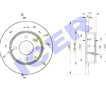 Спирачен диск плътен Ø236mm ICER за SKODA FAVORIT (787) пикап от 1992 до 1997