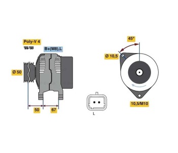 Генератор 80 [A] BOSCH за NISSAN MICRA III (K12) от 2002 до 2010