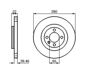 Спирачен диск вентилиран BOSCH за SEAT TOLEDO I (1L) от 1991 до 1999