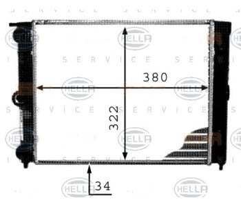 Радиатор, охлаждане на двигателя HELLA 8MK 376 713-341 за SEAT TERRA (024A) товарен от 1987 до 1996