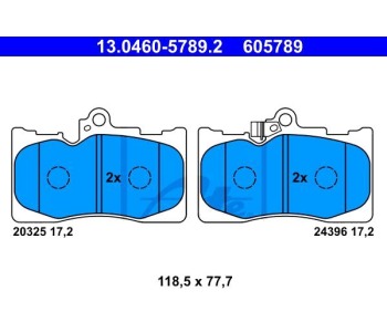 Комплект спирачни накладки ATE за LEXUS GS (GRL1, GWL1) от 2012
