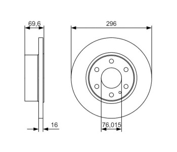 Спирачен диск плътен Ø296mm BOSCH за IVECO DAILY V платформа от 2011 до 2014