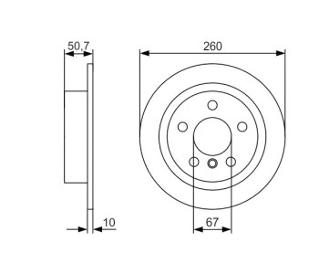 Спирачен диск плътен Ø260mm BOSCH за MINI COOPER (F55) от 2013