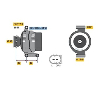 Генератор 110 [A] BOSCH за MINI COOPER (R50, R53) от 2001 до 2006