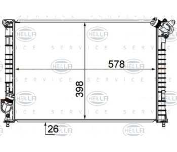 Радиатор, охлаждане на двигателя HELLA 8MK 376 749-511 за MINI COOPER (R50, R53) от 2001 до 2006