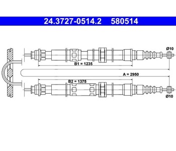 Въжен механизъм, ръчна спирачка ATE за ALFA ROMEO 164 (164) от 1987 до 1998