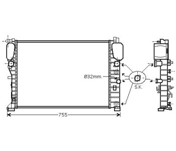 Воден радиатор TOP QUALITY за MERCEDES E (W211) седан от 2002 до 2009